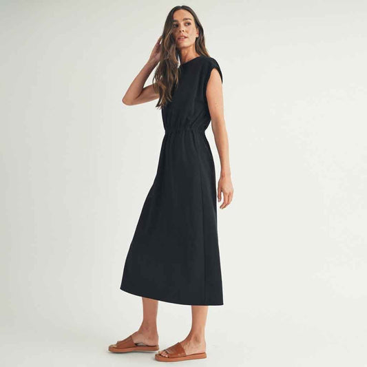 Sleeveless Midi Sheath Dress - Black - re - souL