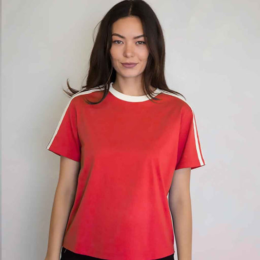 Sporty Varsity Tee - Red - re - souL