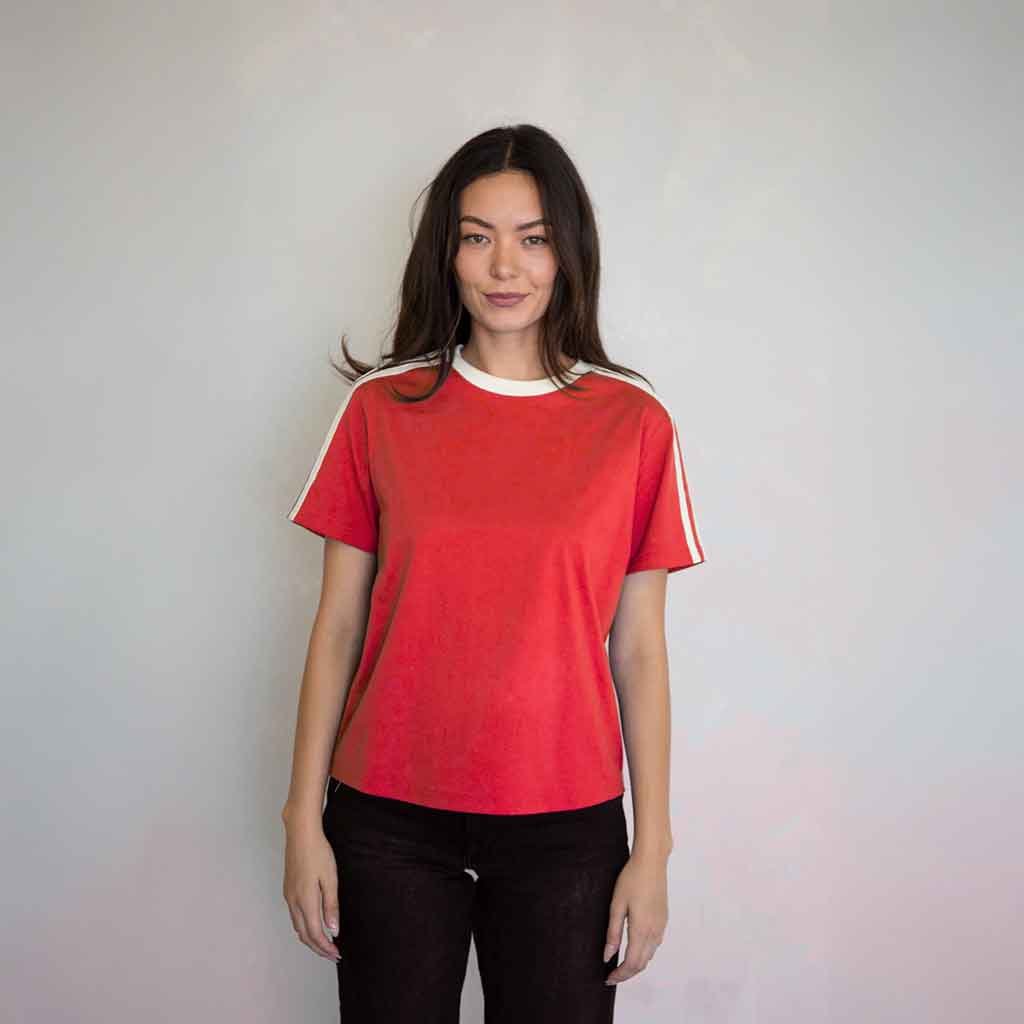 Sporty Varsity Tee - Red - re - souL