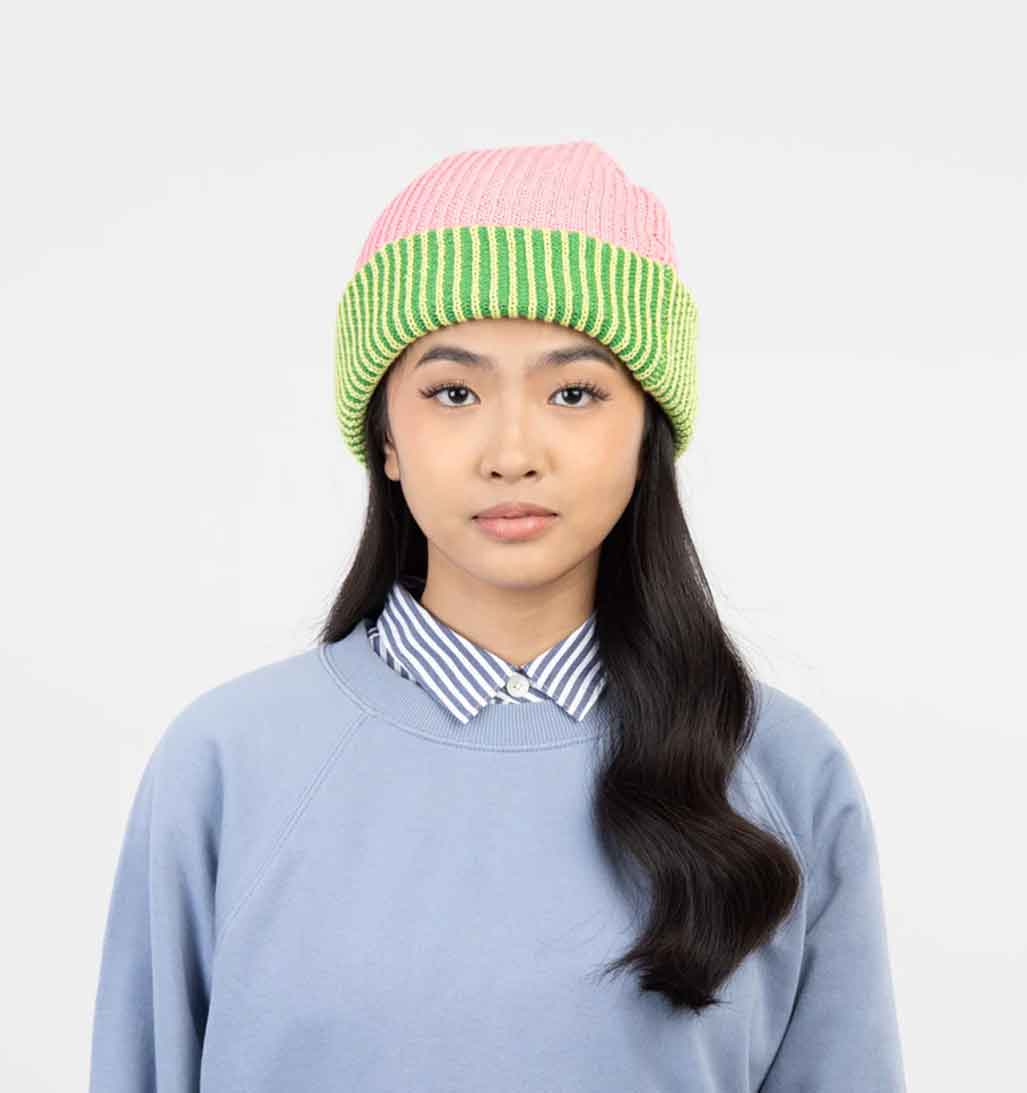 Stripe Cuff Plush Beanie - re - souL