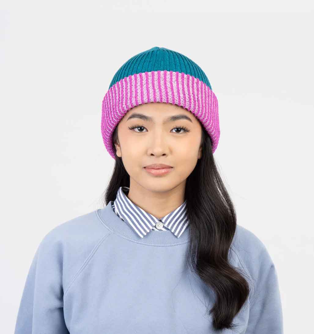 Stripe Cuff Plush Beanie - re - souL