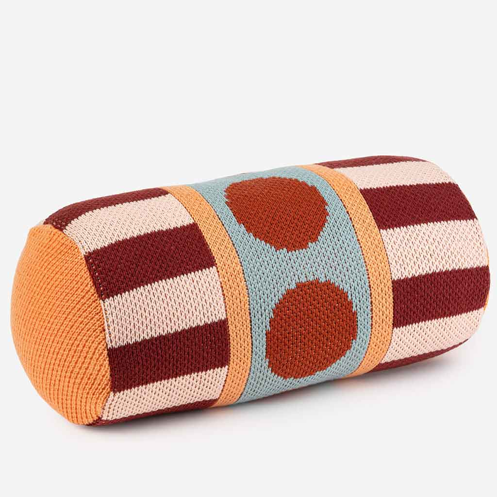 Stripe Dot Bolster - Ruby - re - souL