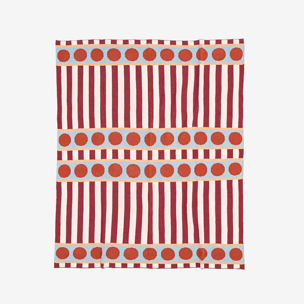 Stripe Dot Throw - Ruby - re - souL