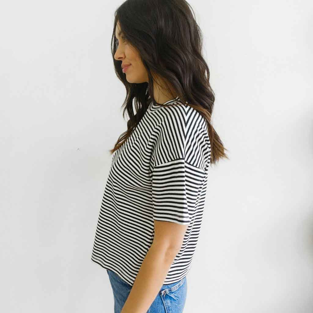 Striped Basic Tee - Ivory/Black - re - souL