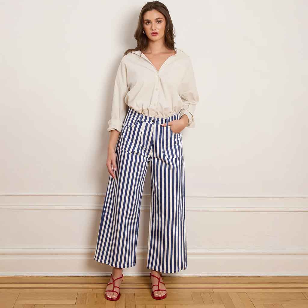 Striped Simone Pants - Blue - re - souL