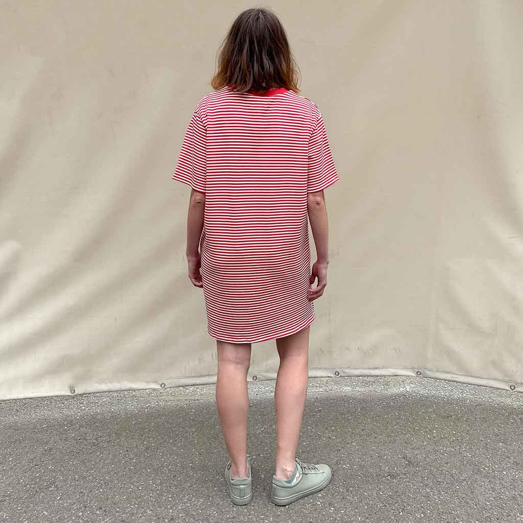 Striped T-Shirt Dress - Red - re-souL