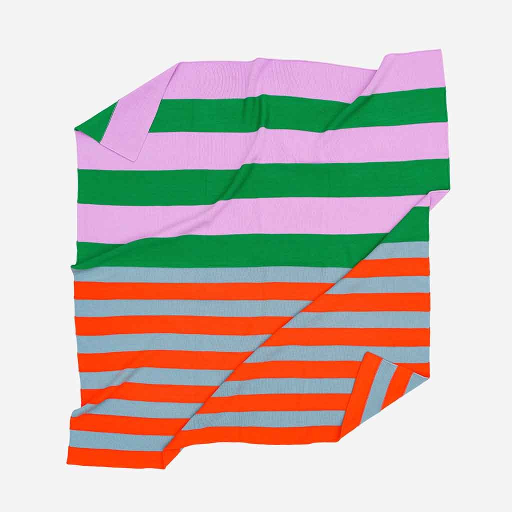 Super Stripe Knit Throw Kelly Lilac - re - souL