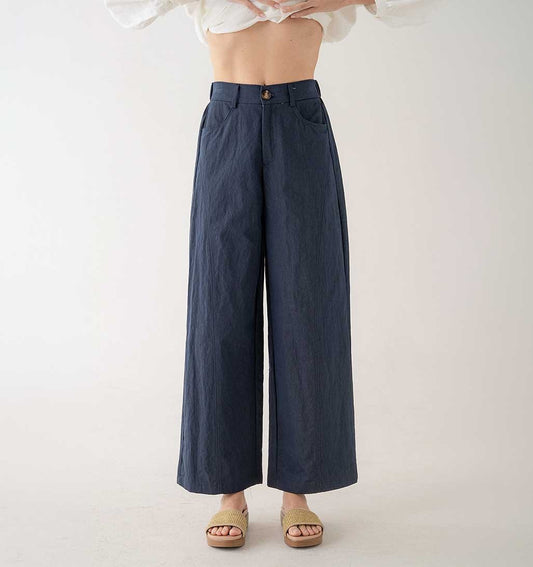 Tailored Straight Leg Pants - Navy - re - souL