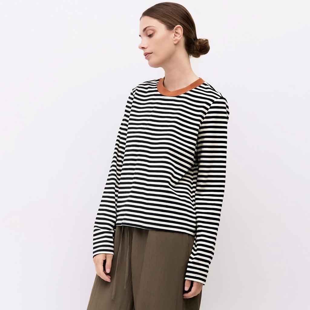 The Kathleen Stripe Top - Black/Cream - re - souL