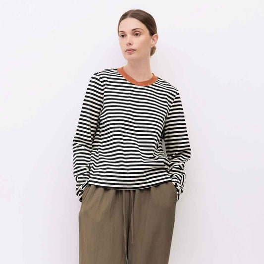 The Kathleen Stripe Top - Black/Cream - re - souL