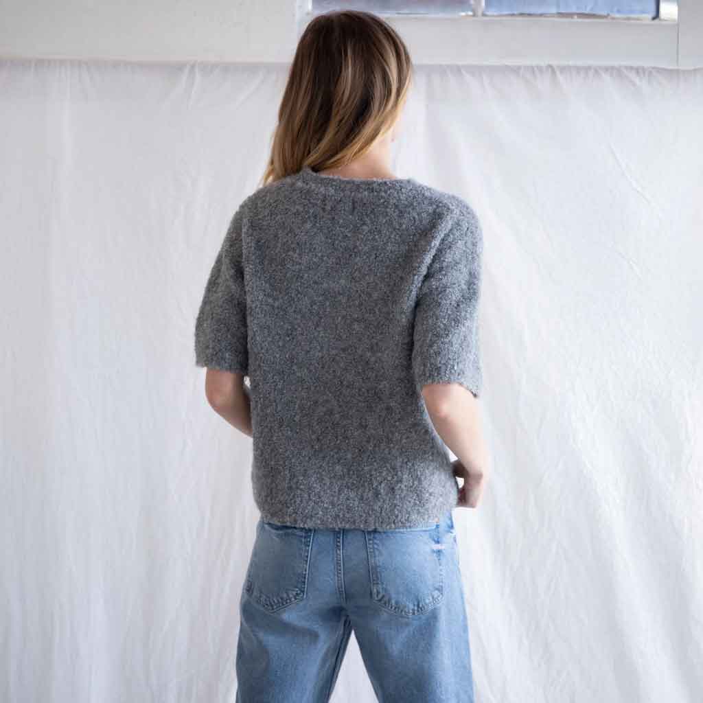 Boucle Short Sleeve Sweater - Heather Grey