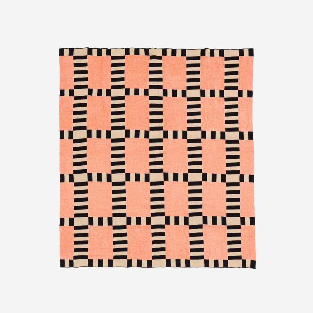 Tile Patch Chenille Throw - Peach - re - souL