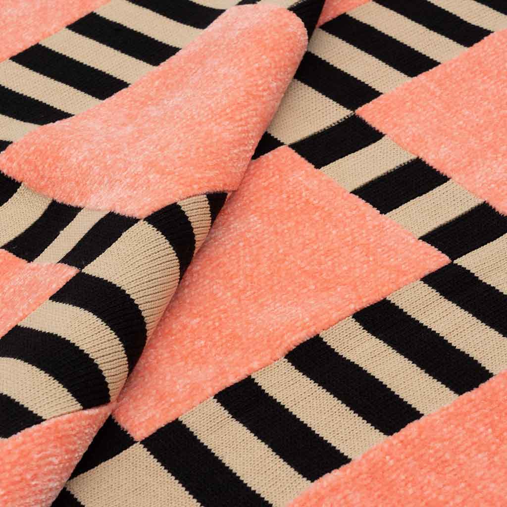 Tile Patch Chenille Throw - Peach - re - souL