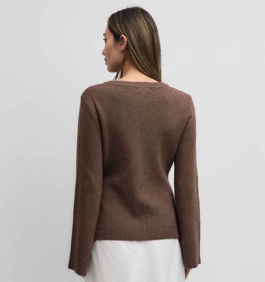 Tyler Bell Sleeve Cardigan - Chestnut Brown - re - souL