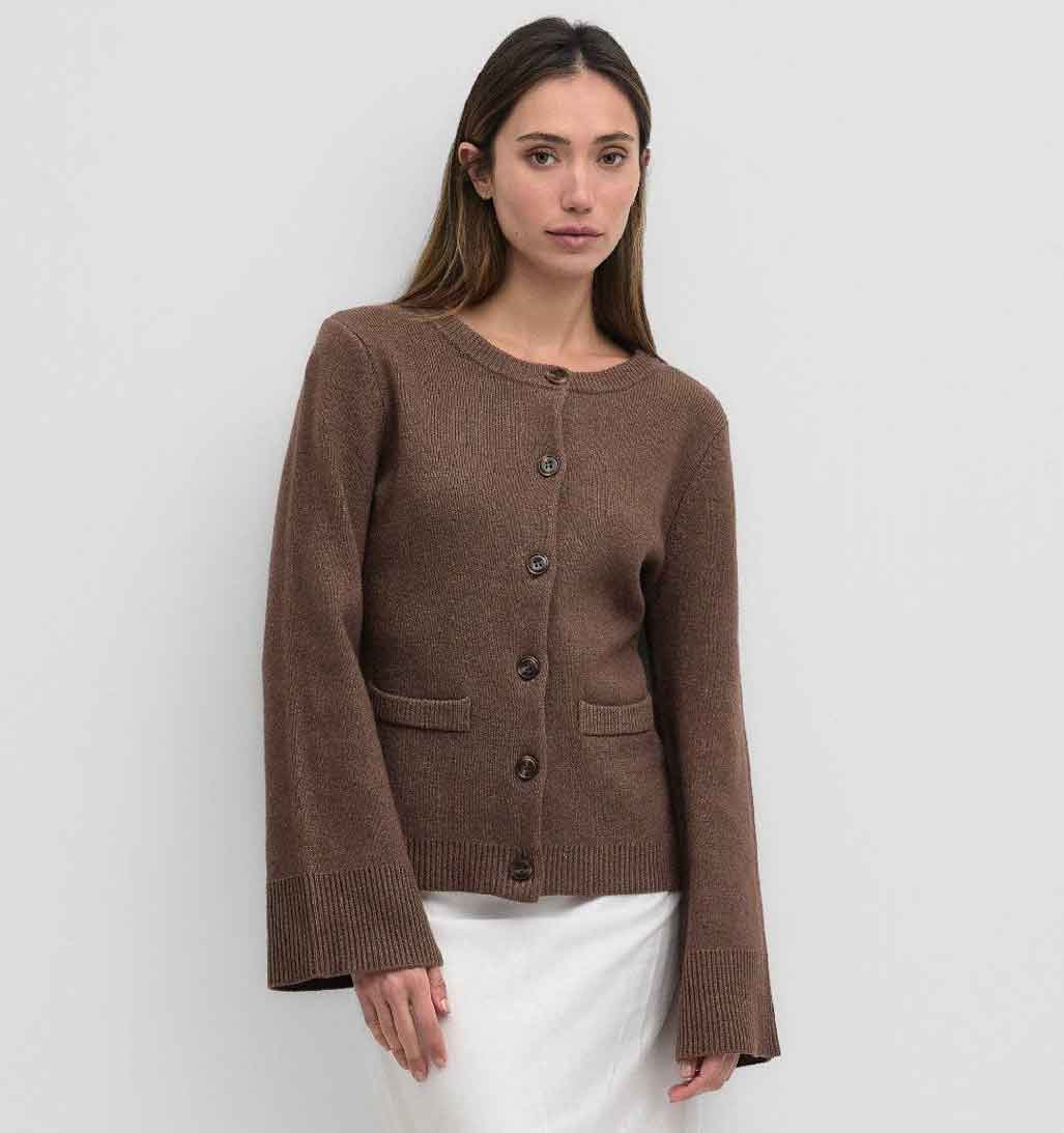 Tyler Bell Sleeve Cardigan - Chestnut Brown - re - souL