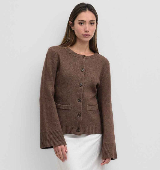 Tyler Bell Sleeve Cardigan - Chestnut Brown - re - souL