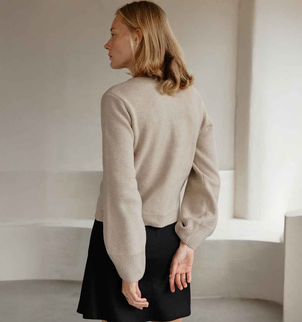 Tyler Bell Sleeve Cardigan - Oatmeal - re - souL