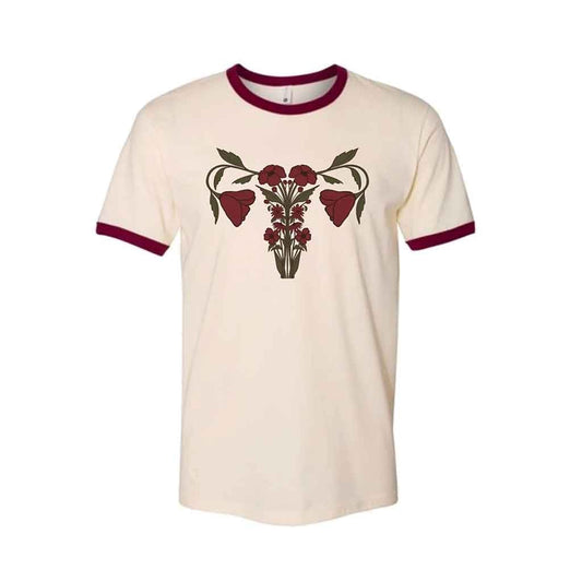 Uterus Anatomy Screen Printed Tee - Ivory/Maroon - re - souL