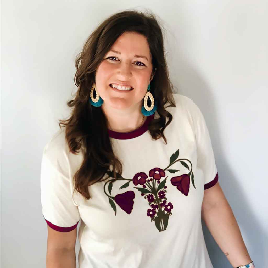 Uterus Anatomy Screen Printed Tee - Ivory/Maroon - re - souL