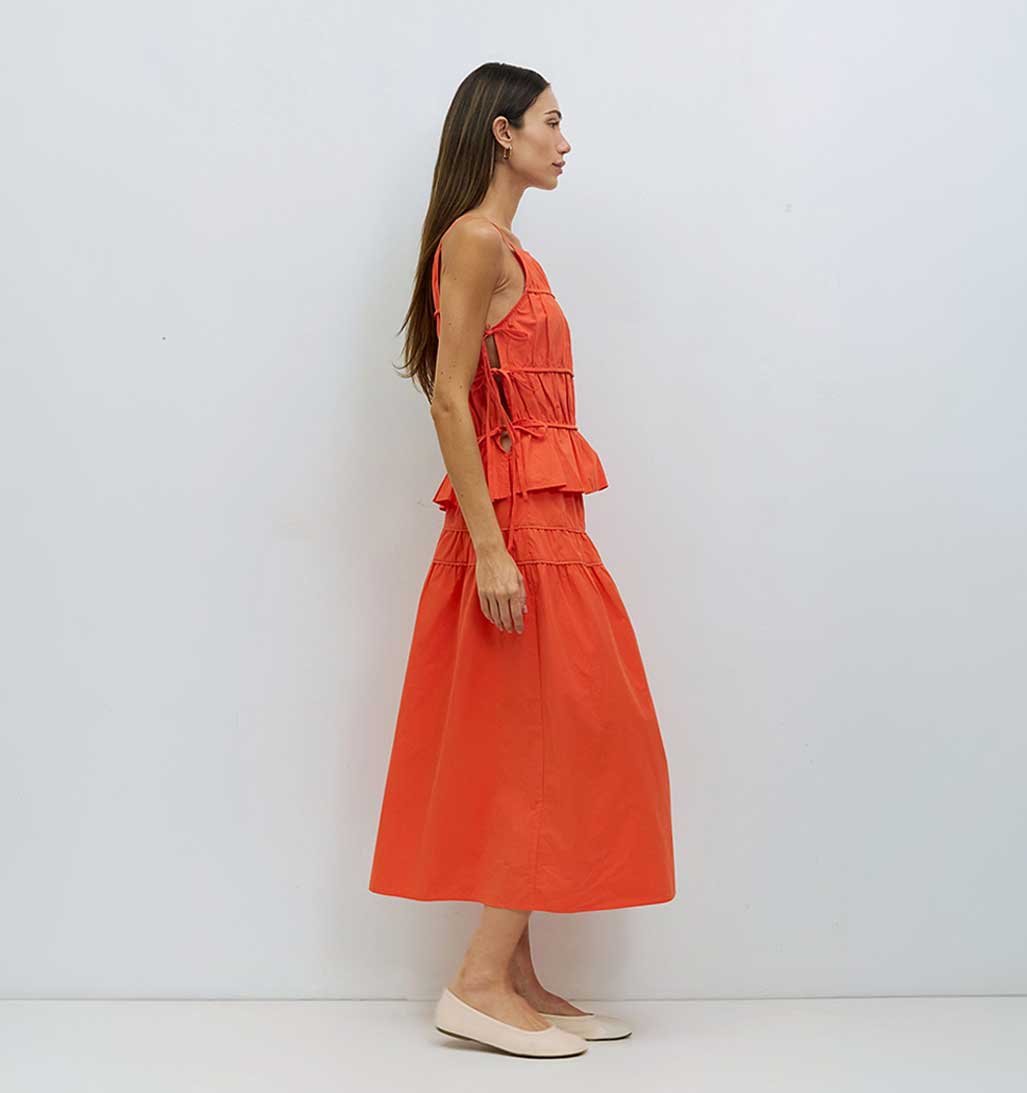 Vanessa Cotton Skirt - Coral - re - souL