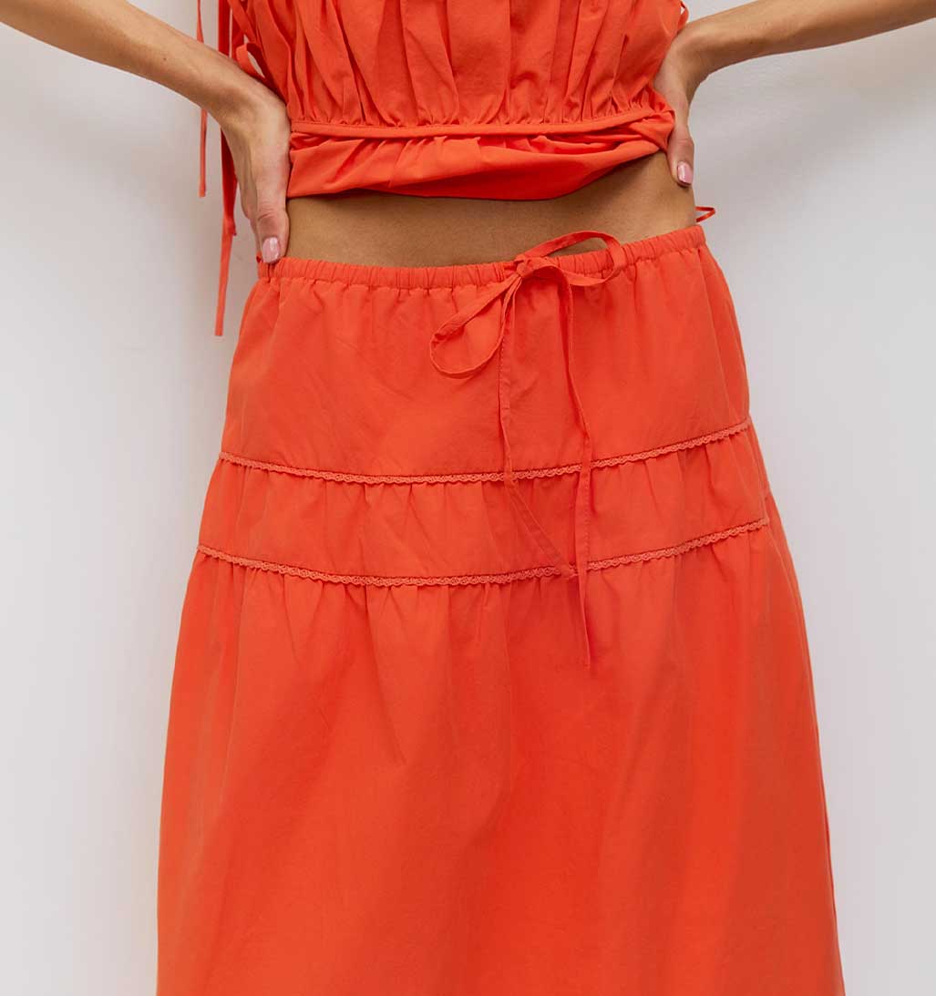 Vanessa Cotton Skirt - Coral - re - souL
