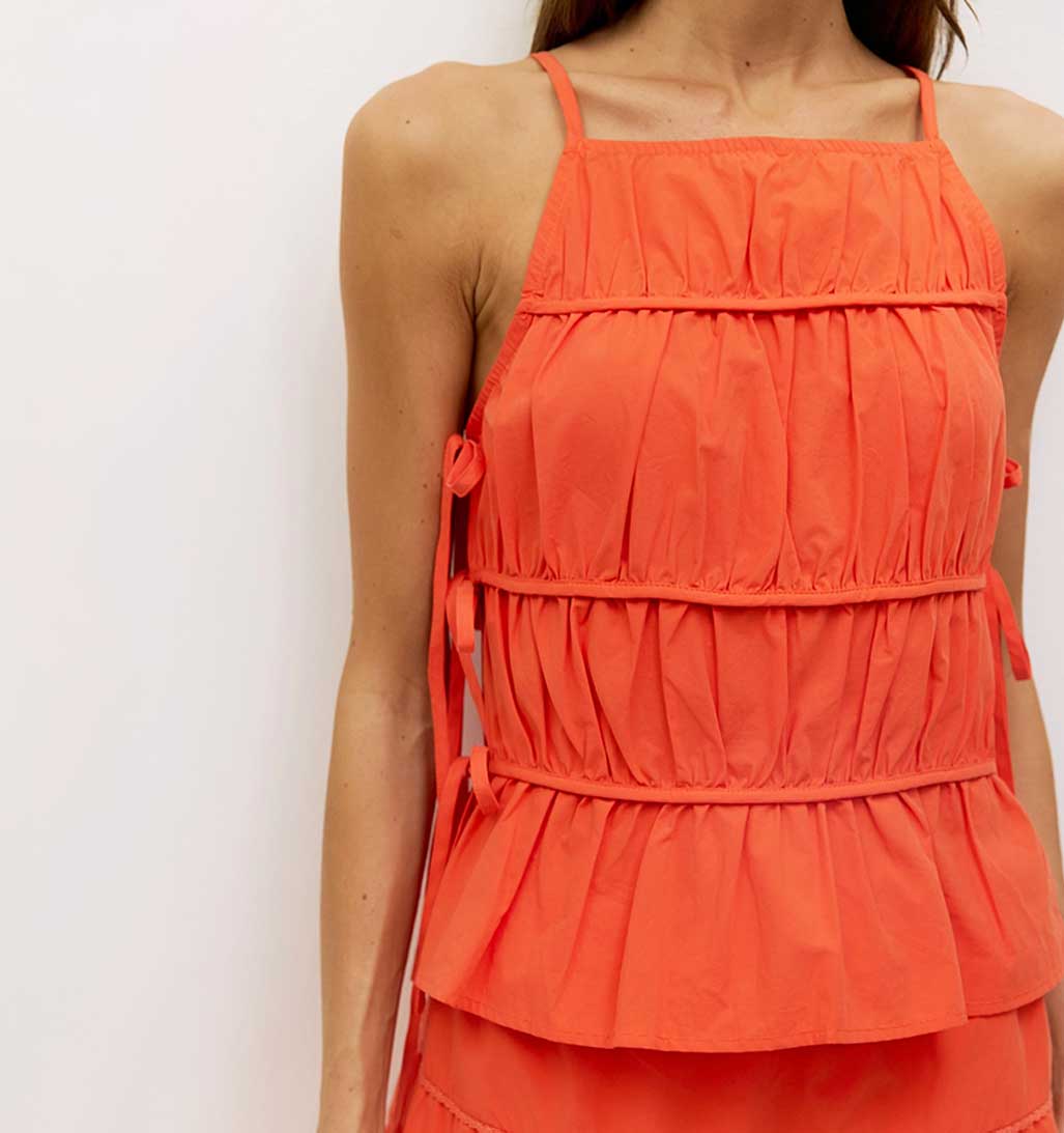 Vanessa Sleeveless Tie Top - Coral - re - souL