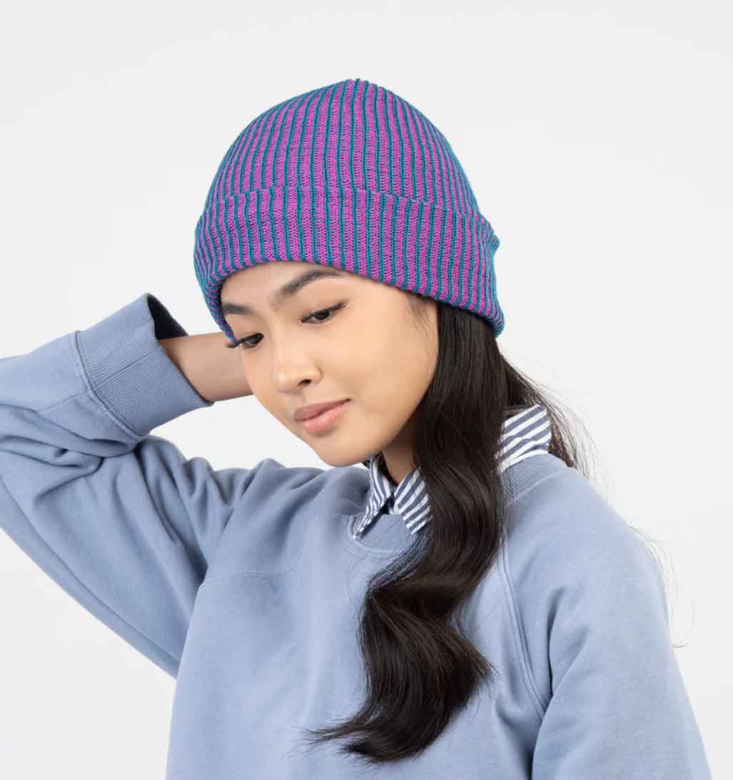 Verloop Simple Rib Beanie - Teal/Magenta - re - souL