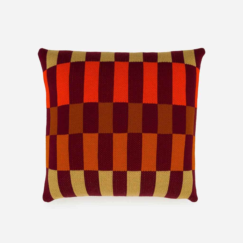 Verloop Albers Checkerboard Pillow - Wine Red