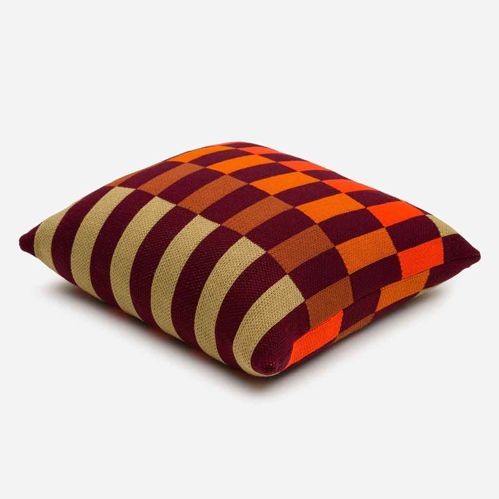 Verloop Albers Checkerboard Pillow - Wine Red