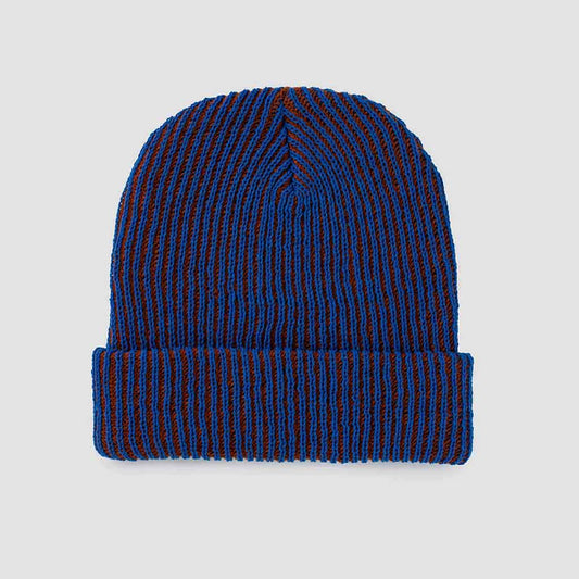 Simple Rib Knit Beanie - Cobalt Rust