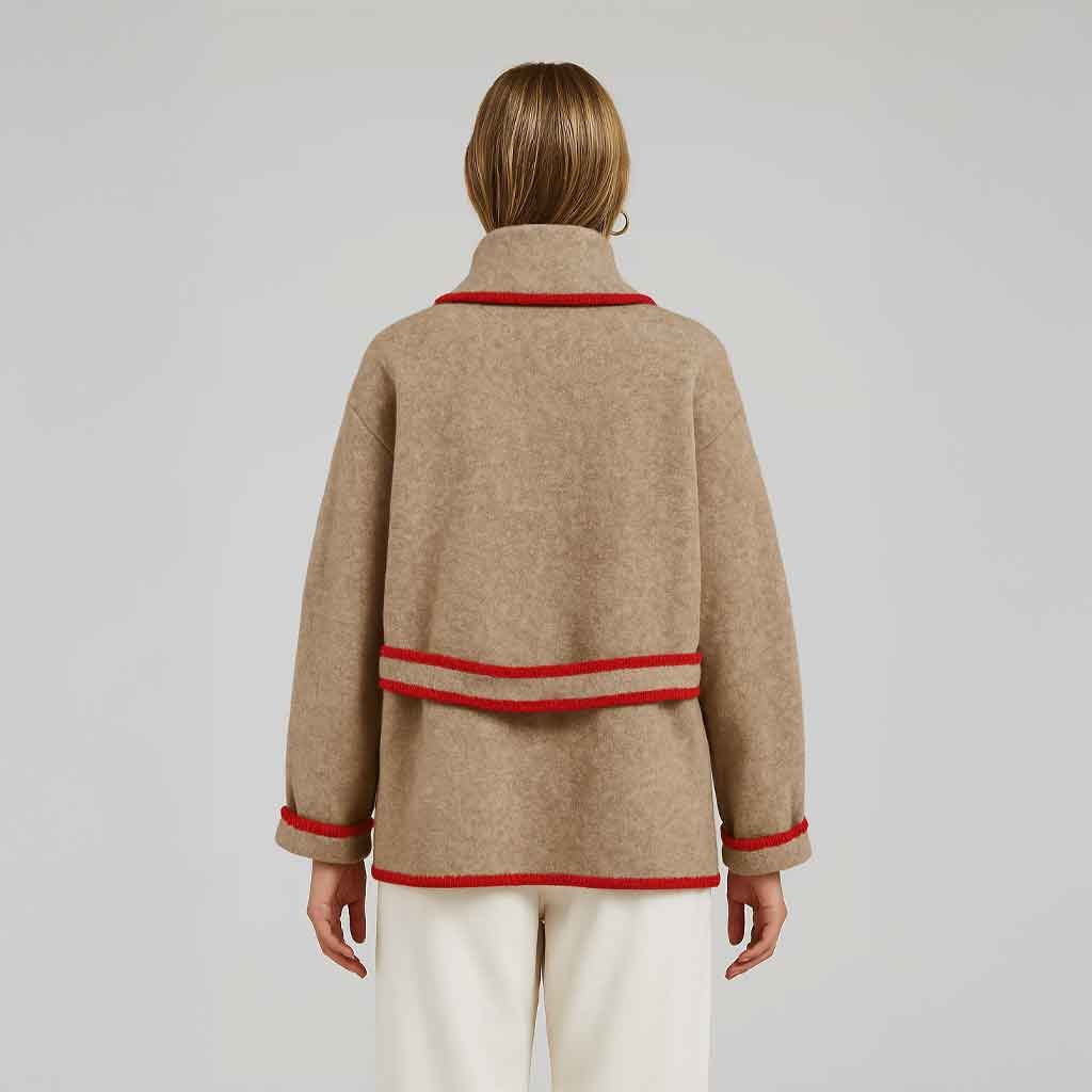 Whipstitch Cardigan with Belt - Taupe - re - souL