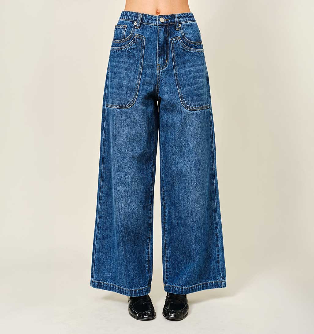 Wide Leg Denim Jean - Blue Wash - re-souL