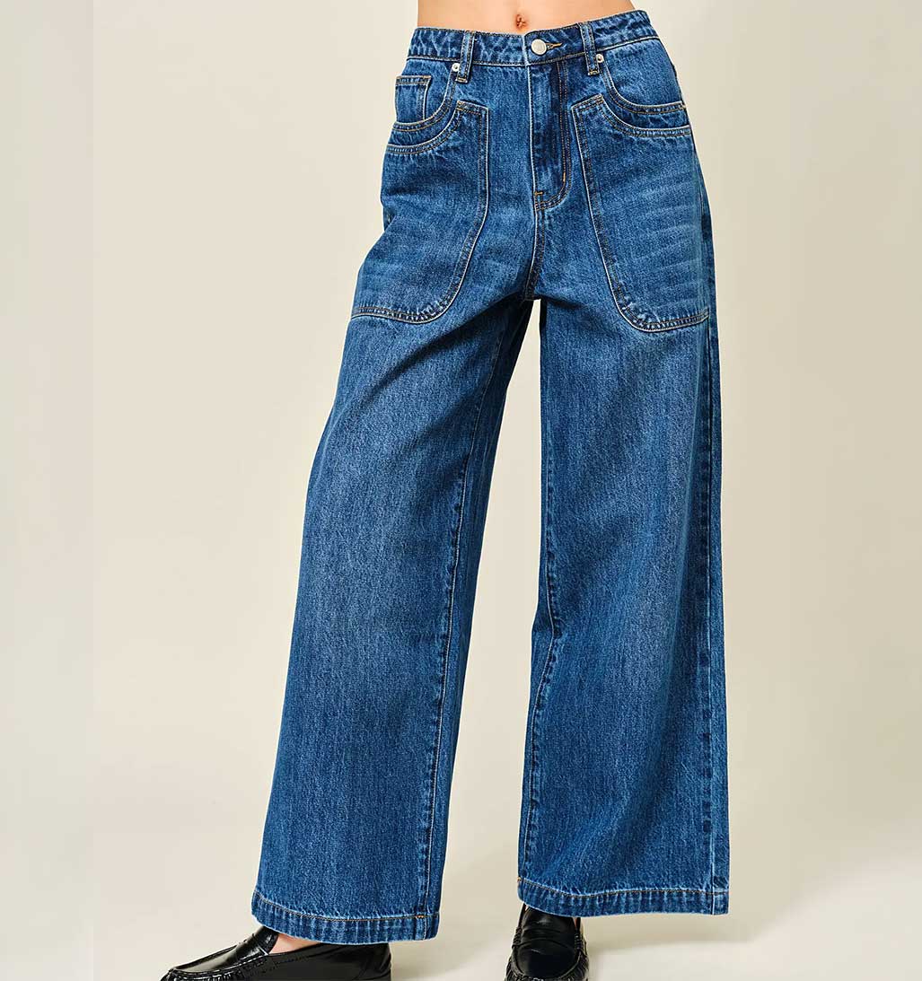 Wide Leg Denim Jean - Blue Wash - re-souL