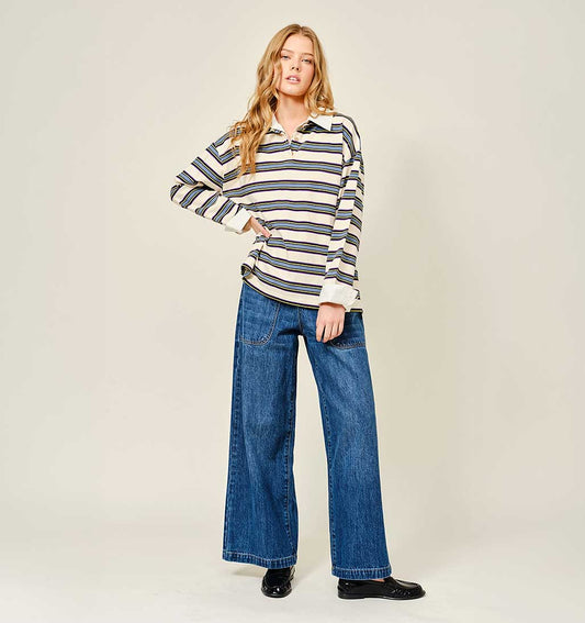 Wide Leg Denim Jean - Blue Wash - re-souL