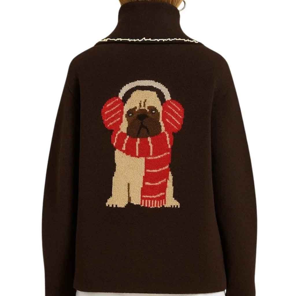 Winter Pug Cardigan - Brown - re - souL