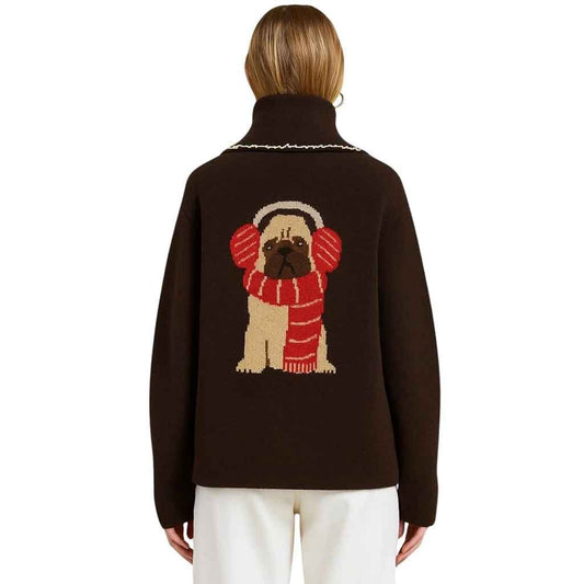 Winter Pug Cardigan - Brown - re - souL