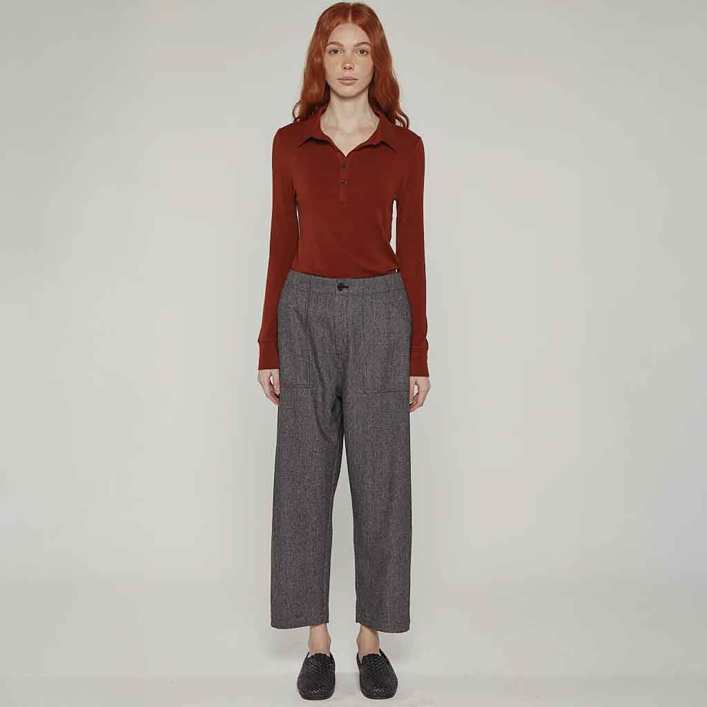 Wool Blend Mini Herrigbone Pants - re - souL