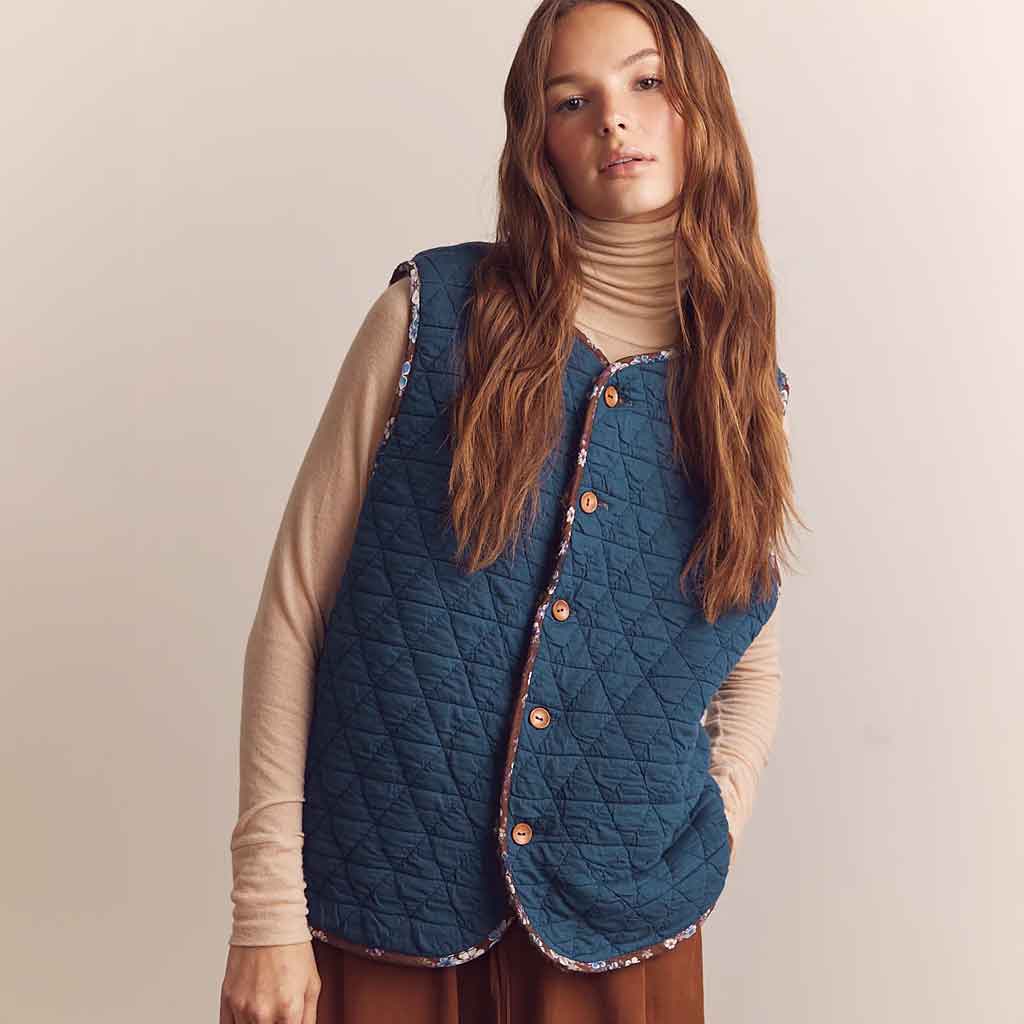 Wool Blend Shepard Reversible Vest - re - souL