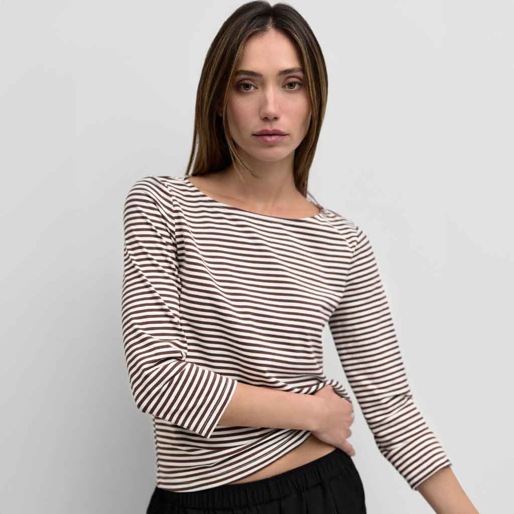 Xara Striped Top - Brown/White - re - souL