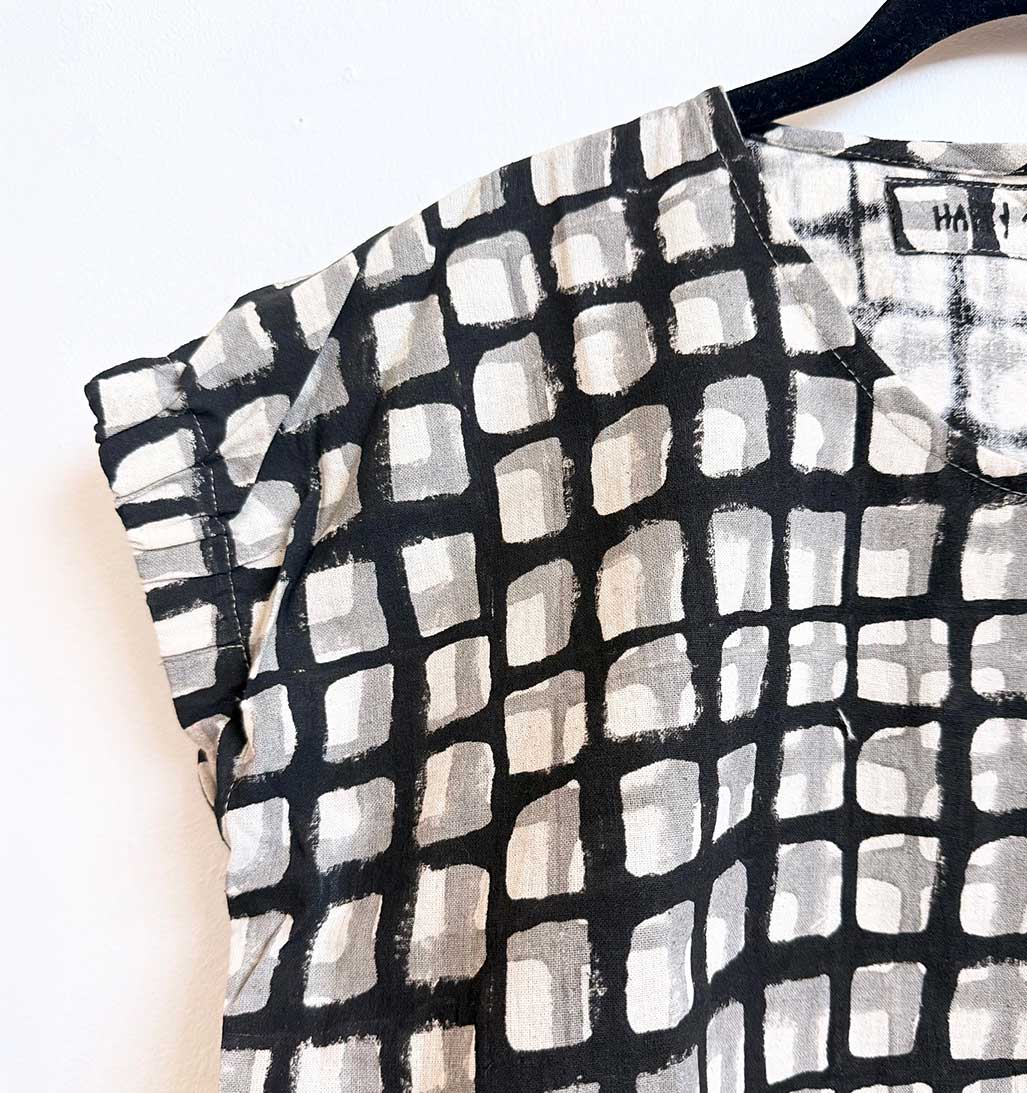 Zélia Top - Grey and Black Grid - re - souL