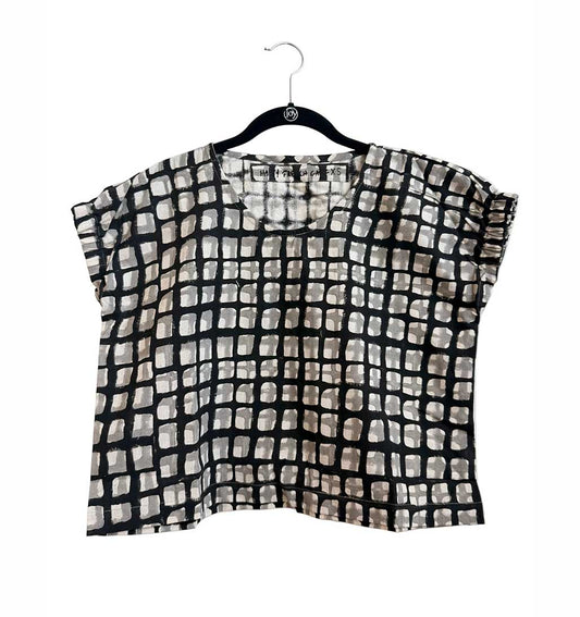 Zélia Top - Grey and Black Grid - re - souL