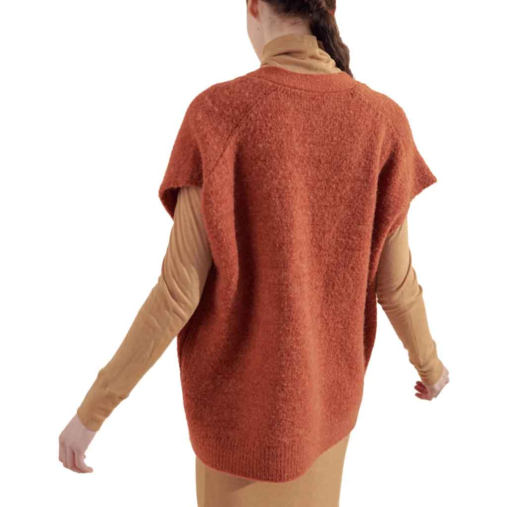Amente Alpaca Wool Blend Sweater Vest - Brick - re-souL