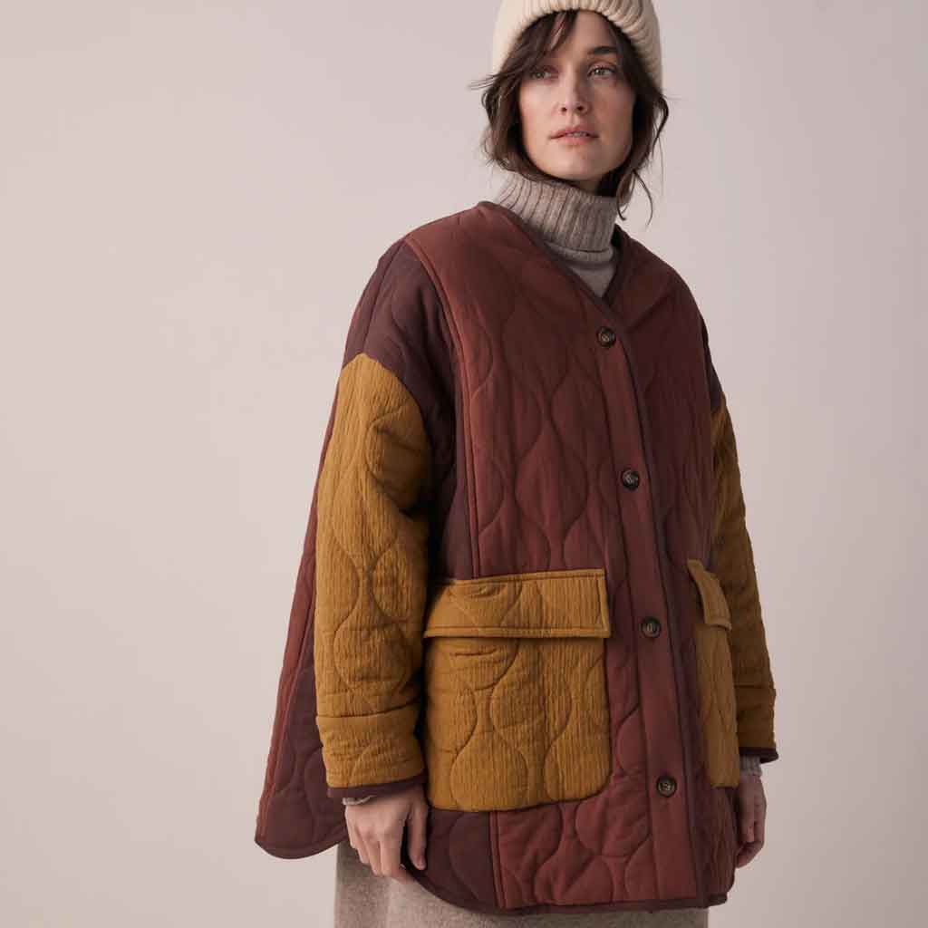 Amente Wool Cotton Patch Quilted Jacket - Multi - re-souL