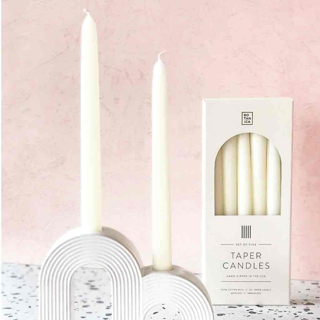 Botanica Taper Candle Set - Natural White - re-souL