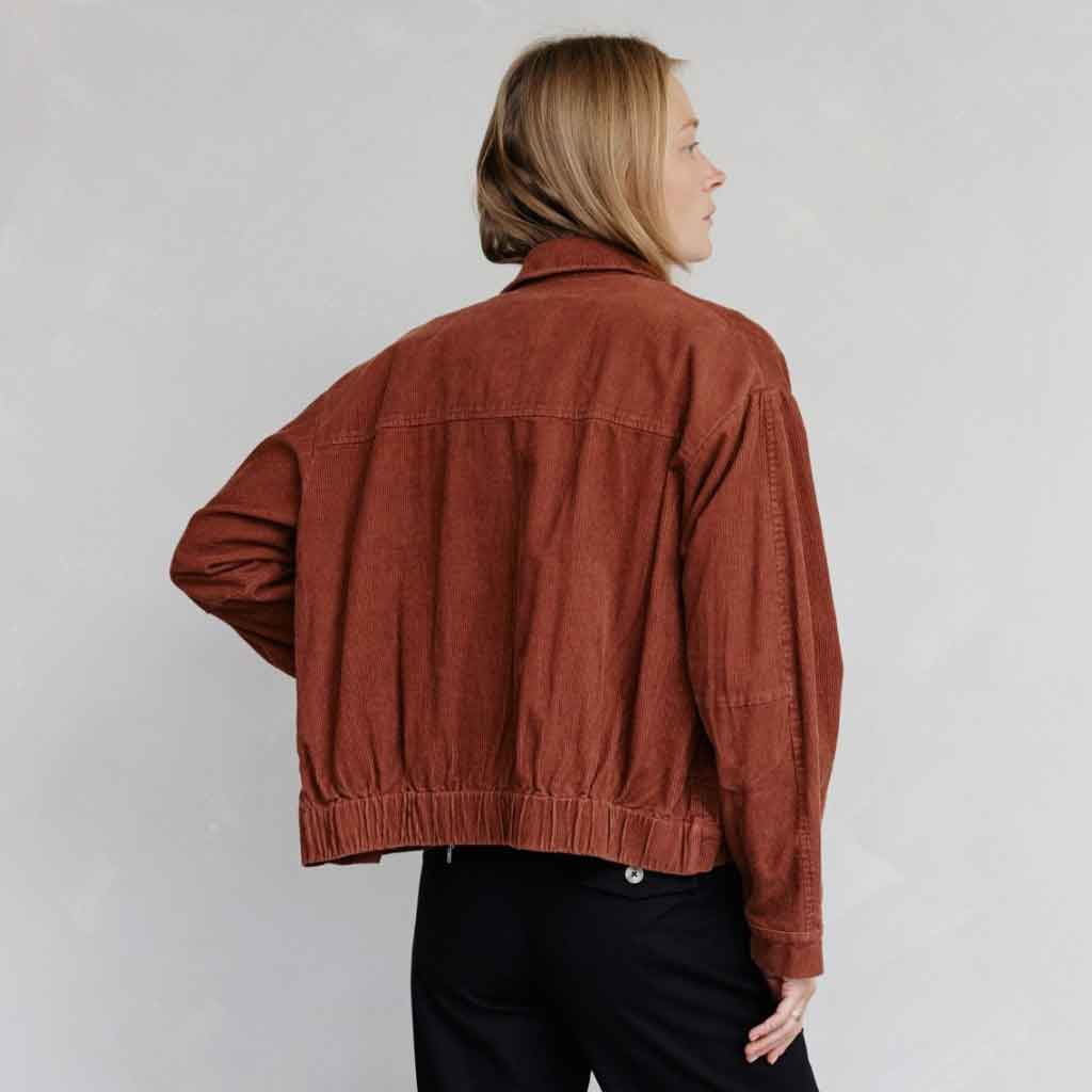 Cropped Corduroy Jacket for Women - Rust - re-souL