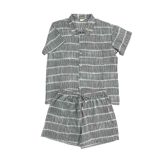 Fence Shorts PJ Set - Grey - re-souL