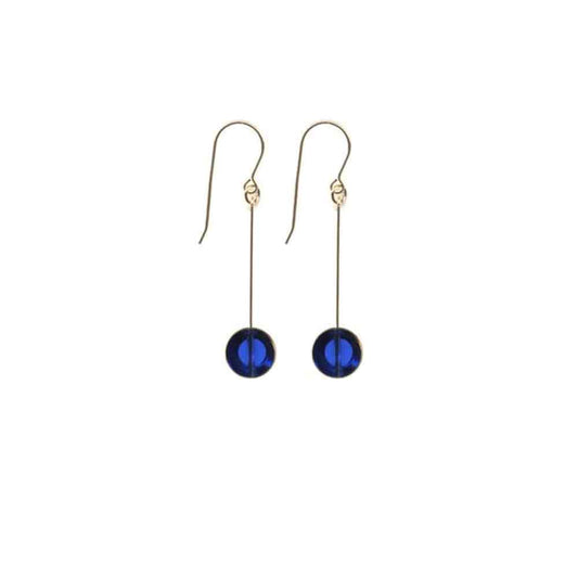 I. Ronnie Kappos Earrings - Translucent Blue Circle Drop - re-souL