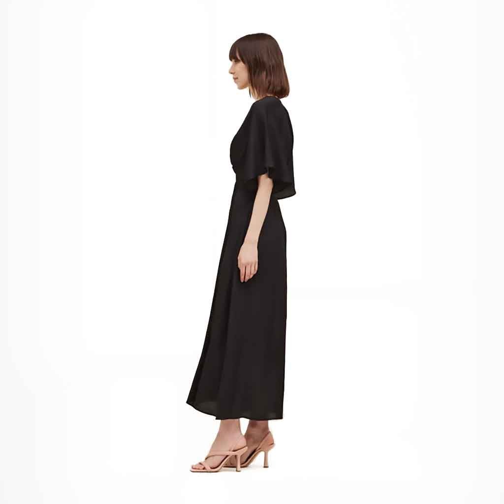 Kimono Sleeve Maxi Dress - Black - re-souL