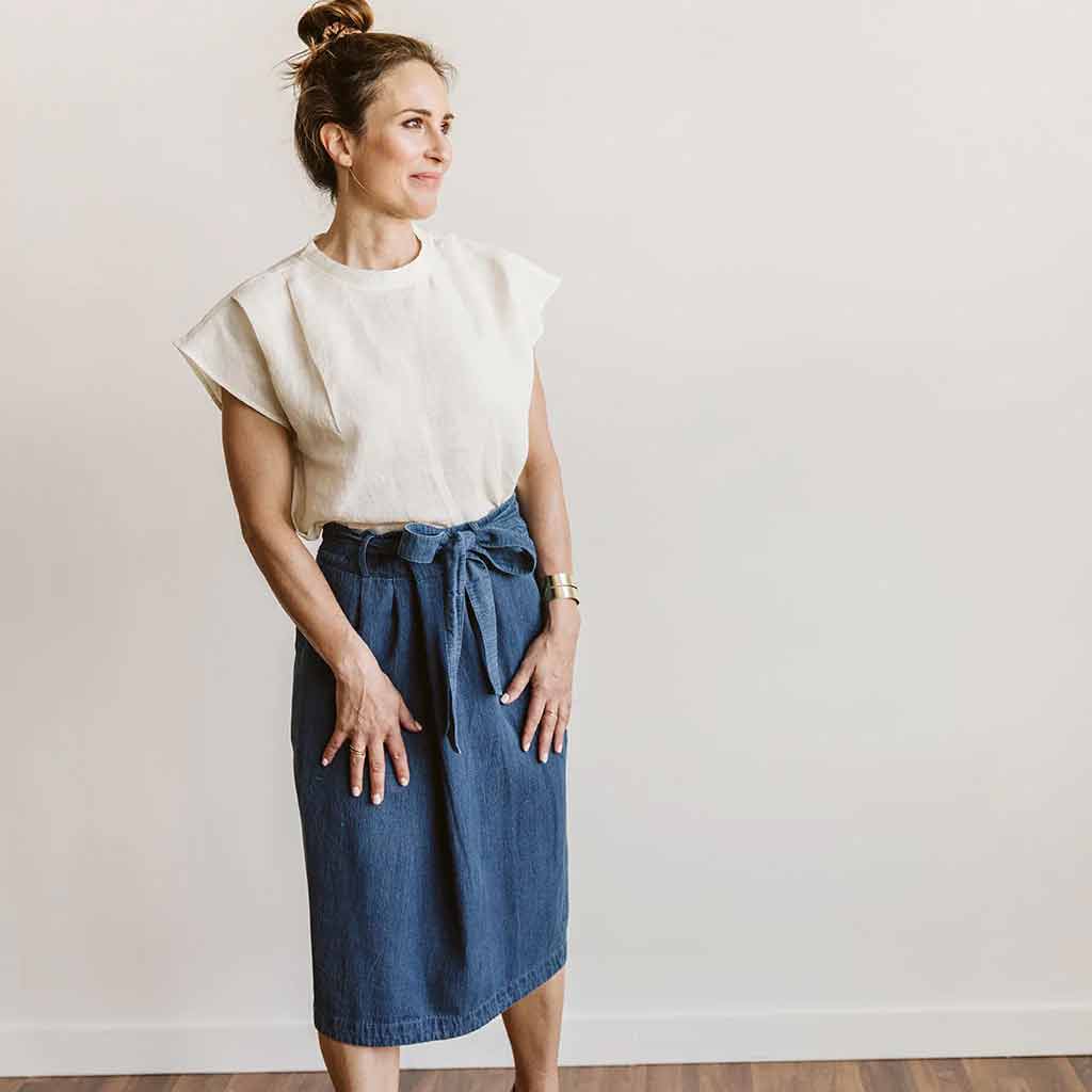 Koryphae Phoebe Origami Waist Skirt - Indigo - re-souL