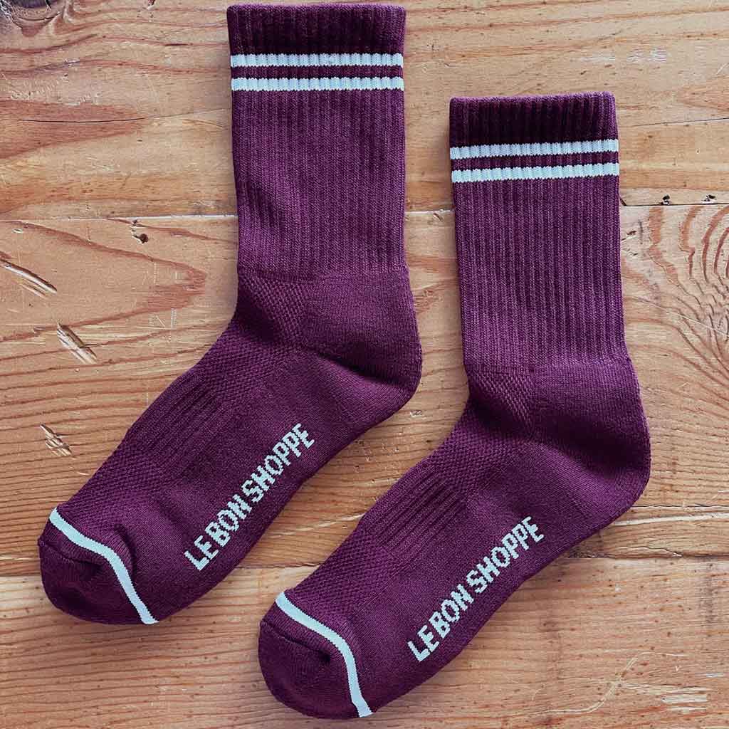 Le Bon Shoppe Boyfriend Socks - Maroon - re-souL